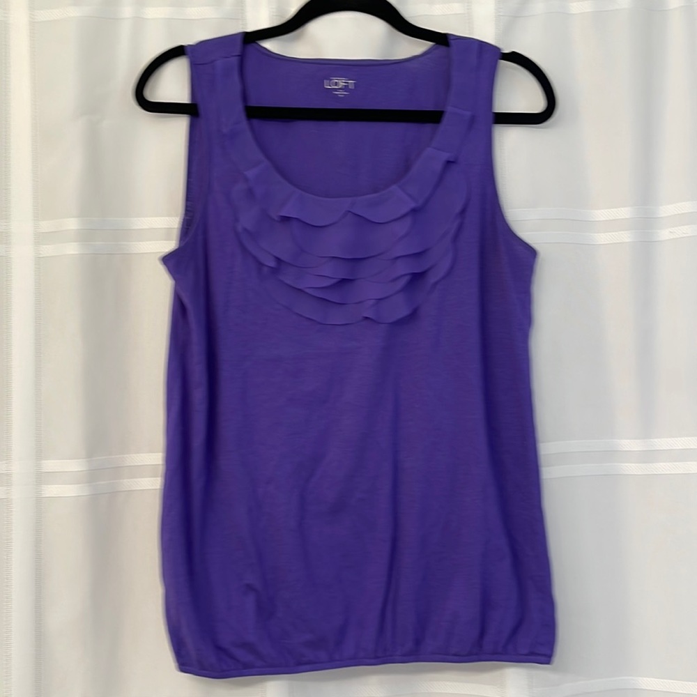 Ann Taylor Loft M Purple Ruffle Tank